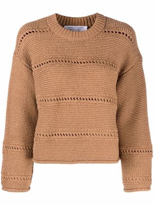 Proenza Schouler White Label striped open-knit crew-neck jumper - Brown