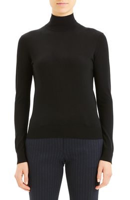 Theory Wool Blend Mock Neck Sweater in Black