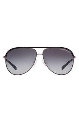 AX Armani Exchange 61mm Gradient Aviator Sunglasses in Gunmetal Black