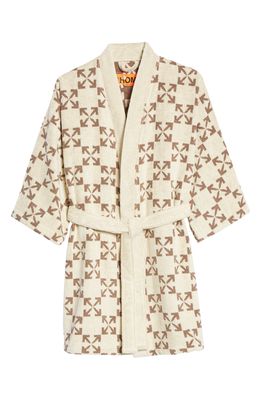 Off-White Arrow Cotton Terry Robe in Taupe