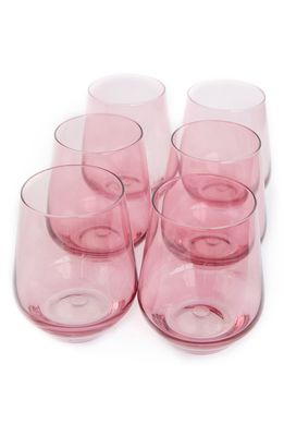Estelle Colored Glass Set of 6 Stemless Wineglasses in Rose