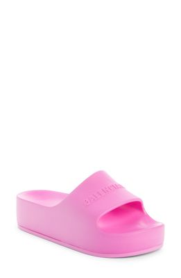 Balenciaga Logo Platform Slide Sandal in Pink