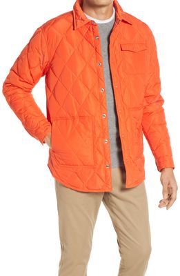 Schott NYC Quilted Down Shirt Jacket in Orange