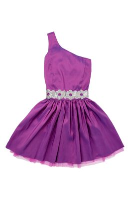Stella M'Lia One-Shoulder Embellished Taffeta Dress in Purple