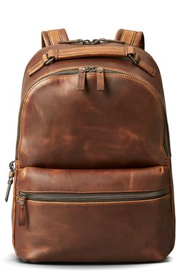 Shinola Runwell Leather Backpack in Medium Brown