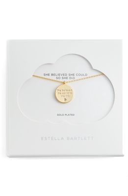 Estella Bartlett Engraved Quote Necklace in Gold