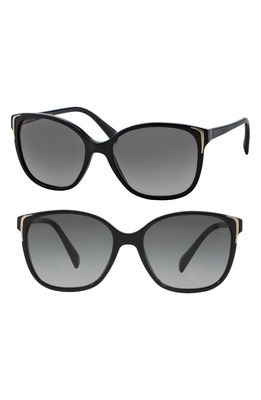 Prada 55mm Cat Eye Sunglasses in Black/Grey Gradient