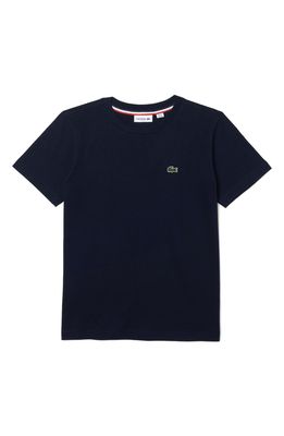 Lacoste Kids' Logo Cotton T-Shirt in Navy Blue
