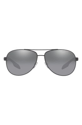 Prada Linea Rossa Prada 62mm Gradient Polarized Oversize Pilot Sunglasses in Black