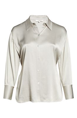 Vince Relaxed Long Sleeve Satin Button-Up Shirt in Peyote