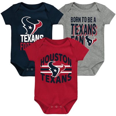 Outerstuff Newborn & Infant Navy/Red/Heathered Gray Houston Texans 3rd Down & Goal Three-Piece Bodysuit Set
