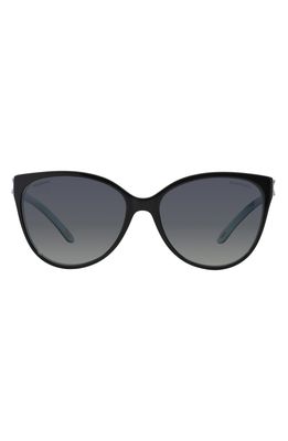 Tiffany & Co. 58mm Polarized Cat Eye Sunglasses in Black/Blue/Black Gradient