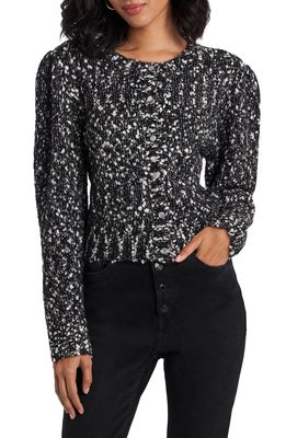 1.STATE Puff Sleeve Cardigan in Rich Black
