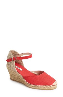 Toni Pons 'Caldes' Linen Wedge Sandal in Red