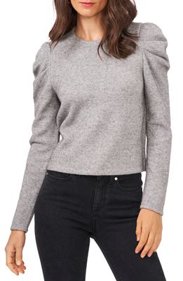 1.STATE Puff Shoulder Metallic Knit Top in Silver Heather