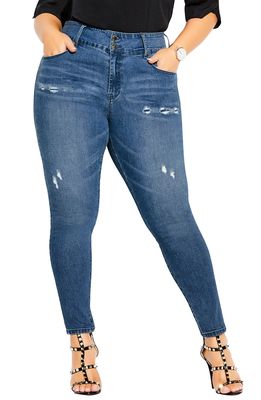 City Chic Baby High Waist Ripped Skinny Jeans in Light Wash