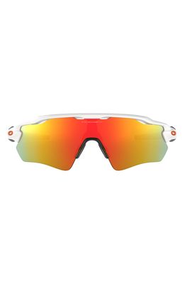 Oakley Mirrored Shield Sunglasses in White/Orange Red