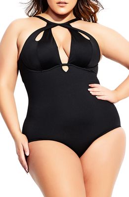 City Chic Cancun One-Piece Underwire Swimsuit in Black