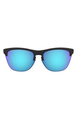 Oakley 63mm Mirrored Oversize Square Sunglasses in Matte Black/Clear/Blue