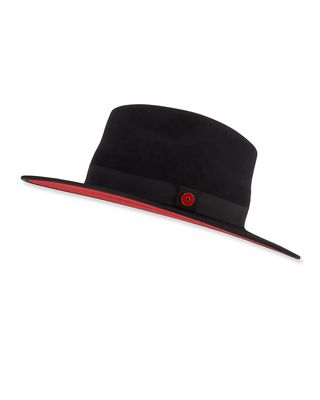 Queen Red-Brim Wool Fedora Hat, Black