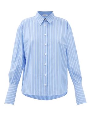 The Attico - Wide-cuff Striped Poplin Shirt - Womens - Blue White