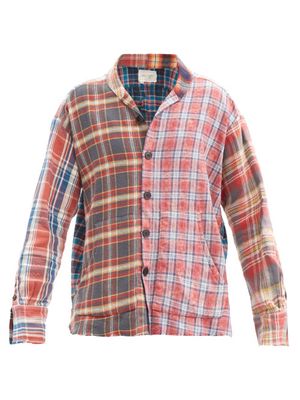 Greg Lauren - Patchwork Check-flannel Shirt - Mens - Red Multi