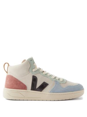 Veja - V-15 High-top Nubuck And Leather Trainers - Mens - Multi