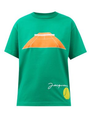 Jacquemus - Tennis-print Cotton-jersey T-shirt - Womens - Green Multi
