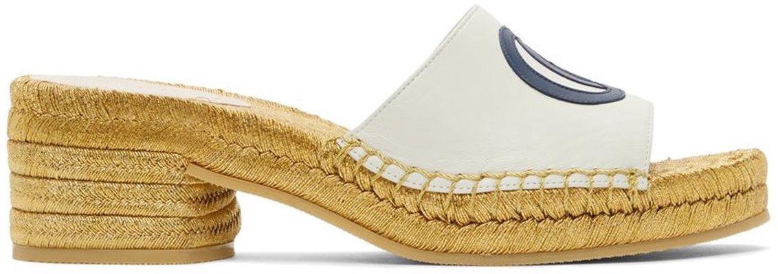 Gucci White Espadrilles Platform Slides