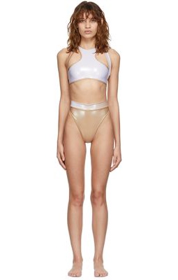 ANDREADAMO SSENSE Exclusive White & Beige Wet Halter Bikini