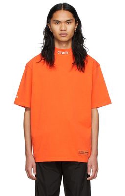 Heron Preston Orange 'CTNMB' Turtleneck T-Shirt