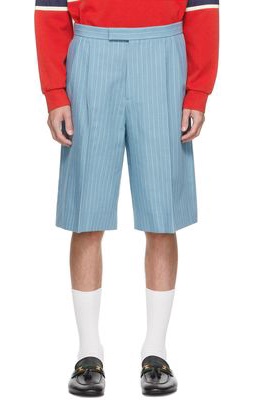 Gucci Blue Wool Pinstripe Shorts