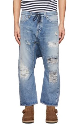 Fumito Ganryu Blue Sarrouel 5-Pocket Jeans