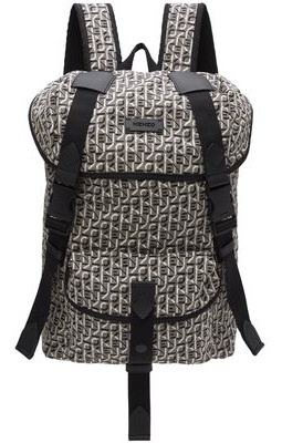 Kenzo Black & White Jacquard Courier Backpack