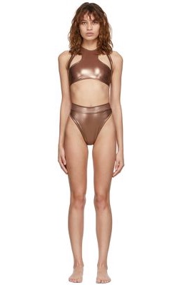 ANDREADAMO SSENSE Exclusive Brown Halter Bikini