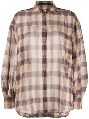 Rokh check-print oversized shirt - Neutrals