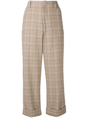 Acne Studios loose fit plaid trousers - Brown