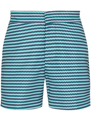 Frescobol Carioca blue Copacabana chevron stripe swim shorts
