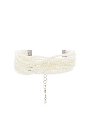 Kenneth Jay Lane multi strand pearl choker necklace - White
