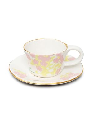 Bernadette floral-print cup and saucer set - White