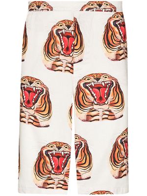 Endless Joy tiger-print Bermuda shorts - White