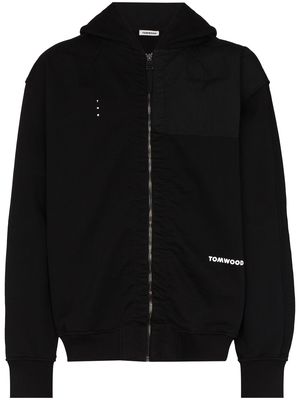 Tom Wood logo lettering zip-up hoodie - Black