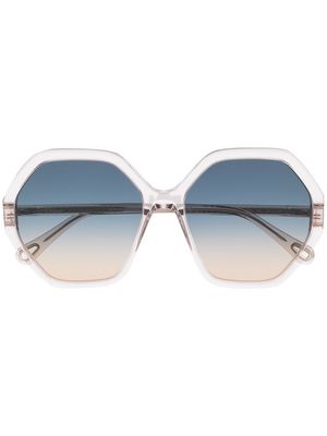 Chloé Eyewear Esther octagonal-frame sunglasses - Neutrals