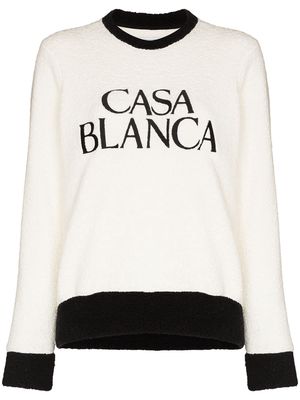 Casablanca embroidered logo terry sweatshirt - White