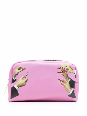 Seletti graphic-print zip-up wash bag set - Pink