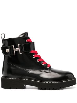 Hogan contrast laces ankle boots - Black