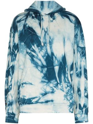 Come Back As A Flower tie-dye cotton hoodie - Blue