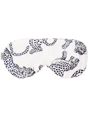 Desmond & Dempsey jaguar print sleeping eye mask - White
