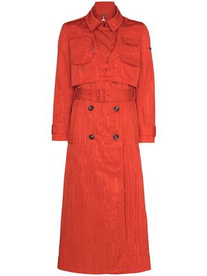 Marine Serre belted-waist midi trench coat - Red