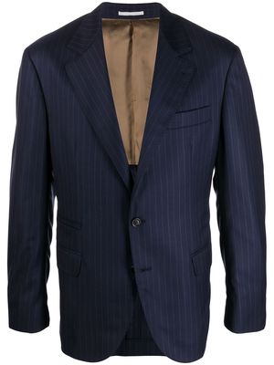 Brunello Cucinelli pinstripe suit jacket - Blue